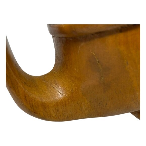 Vintage Hand Carved Mug Cup Wooden Wood Art Deco Woman Head Face 4.25" Tall - Picture 9 of 12